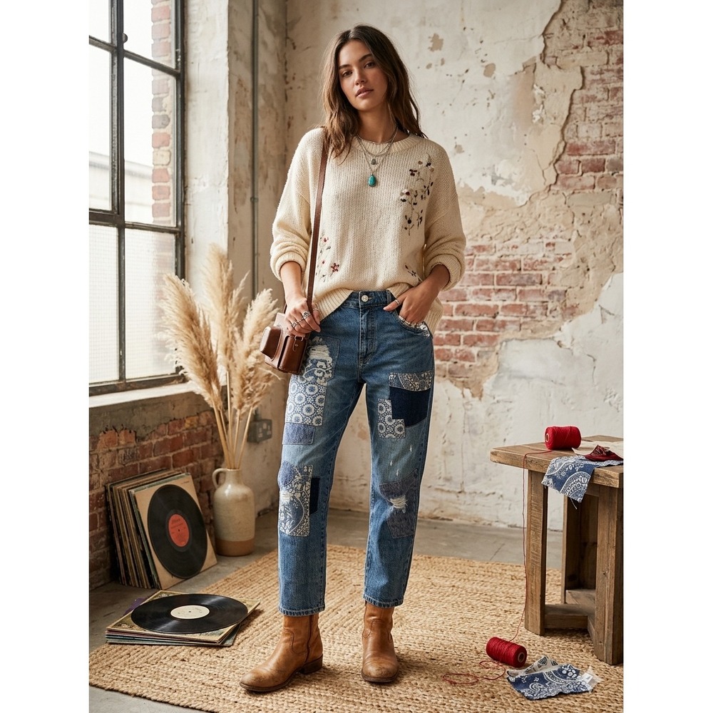 Anthropologies Pilcro Womens Patchwork Jeans Sz 2… - image 1